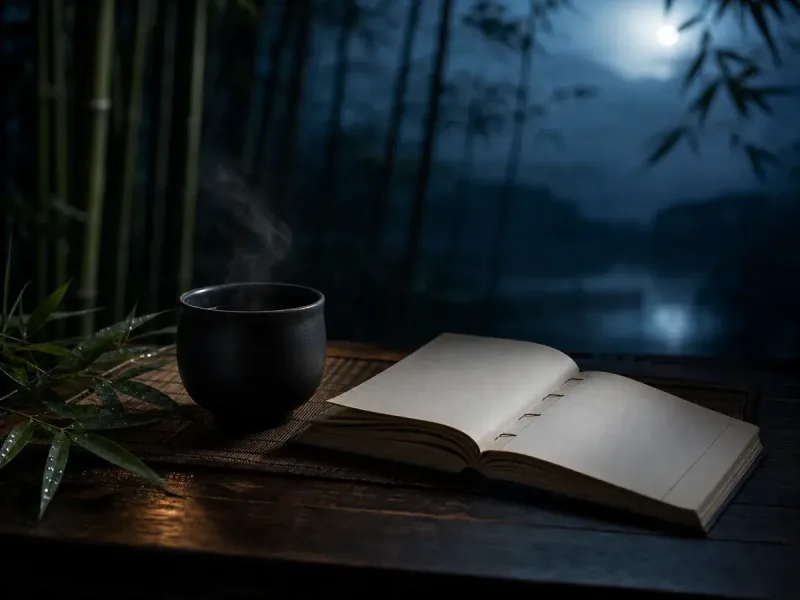 夜读时的茶与书